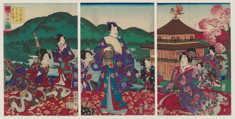 Miyako meisho Genji awase lknkakuji sakura no yuuran Miyako meisho Genji awase lknkakuji sakura no yuuran